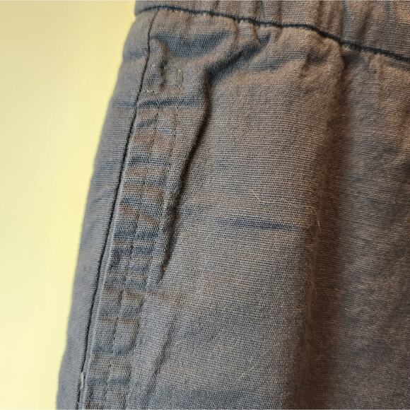 Blue Linen Pants Elasticized  Waist Pockets Pullon Pants Size L - Picture 4 of 11
